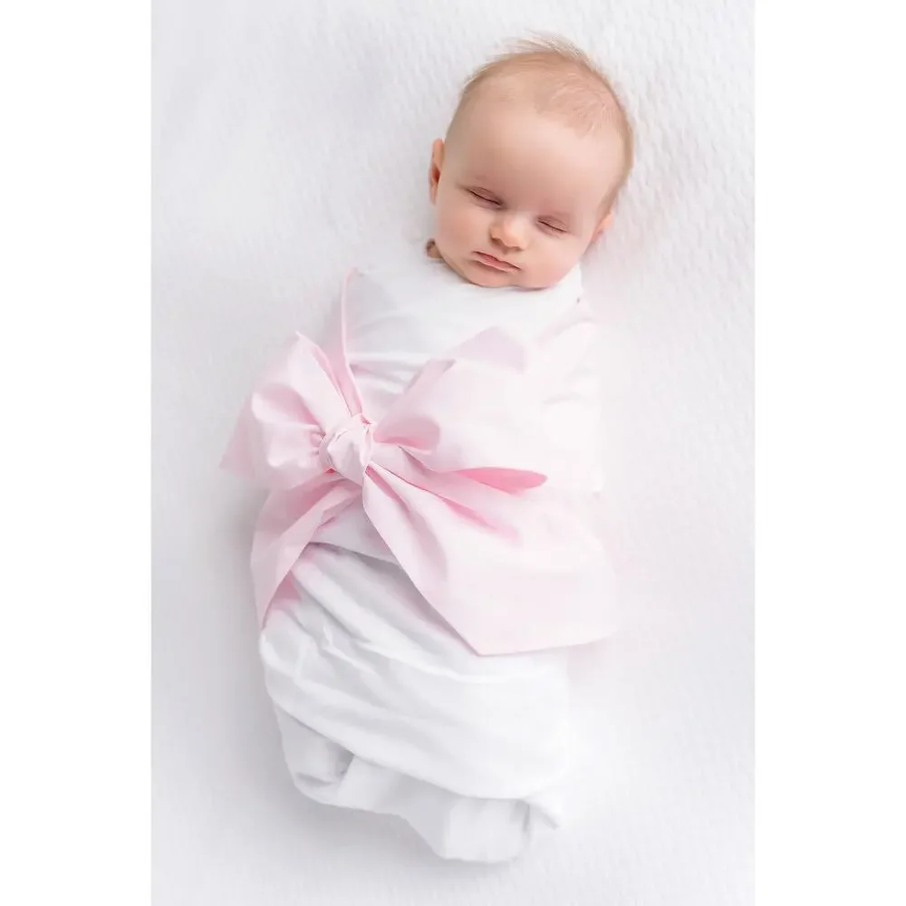 The Beaufort Bonnet Company Pink And White Bow Swaddle NEW With Tags